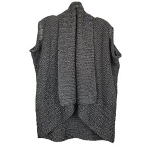 Club Monaco Gray Metallic Open Front Cardigan Sleeveless Vest Open Knit Size XS